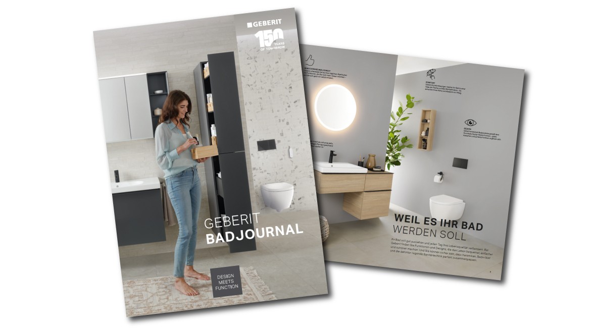 Geberit Badjournal mit allen Produkten und Einrichtungsideen fürs Badezimmer. (c) Geberit