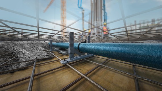 Einsatz von Geberit Silent-db20 in Betondecken mit der Einlegerohrschelle