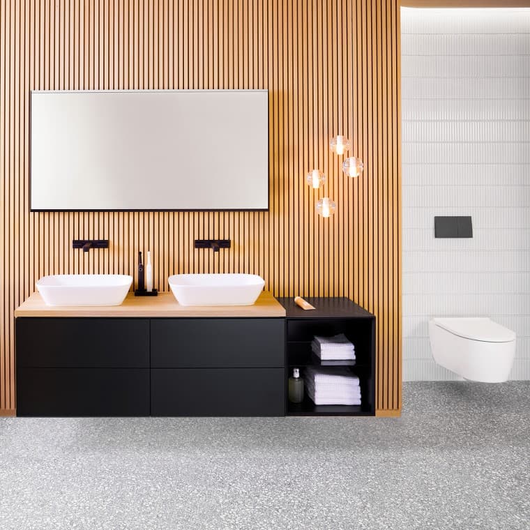 Geberit ONE Waschtisch mit Geberit ONE Wand-WC Geberit ONE Waschtisch mit Geberit ONE Wand-WC