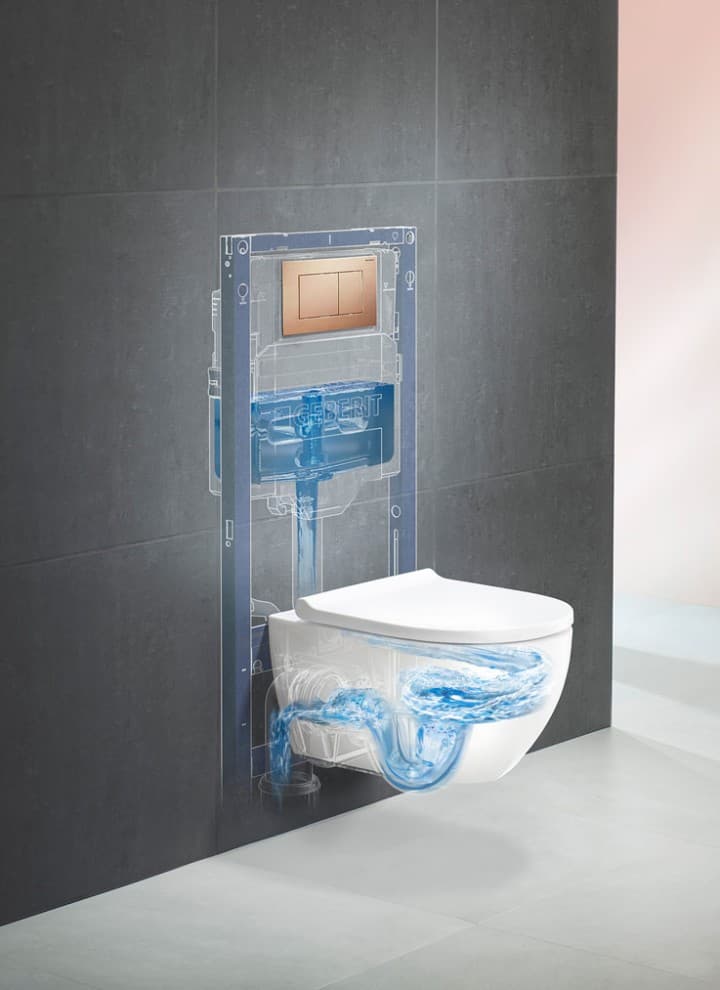Geberit WC-System mit Acanto WC, TurboFlush und Drückerplatte Geberit Sigma40 Geberit WC-System mit Acanto WC, TurboFlush und Drückerplatte Geberit Sigma40