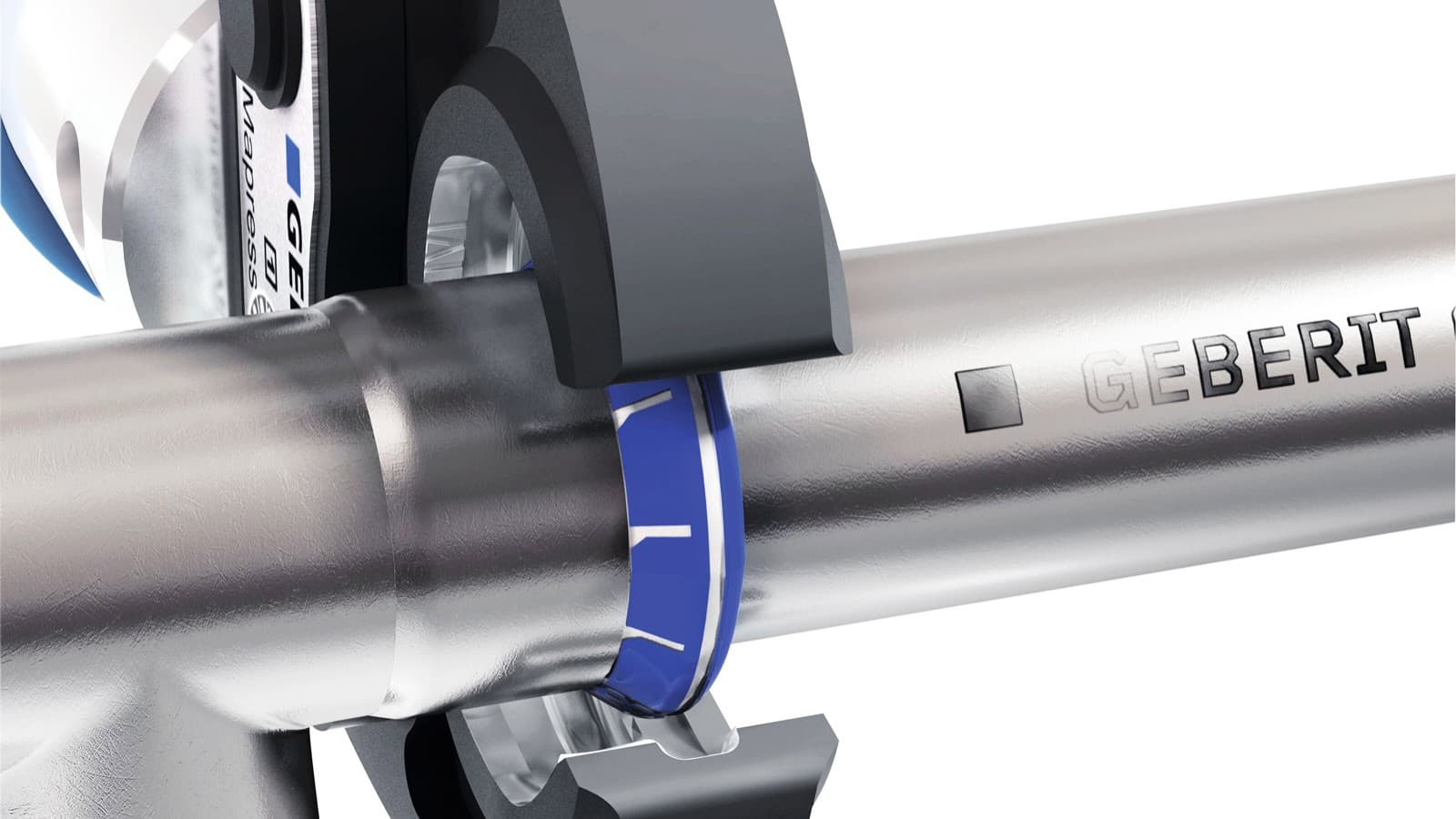Definierte Backenführung durch den Fitting von Geberit Mapress Edelstahl Definierte Backenführung durch den Fitting von Geberit Mapress Edelstahl