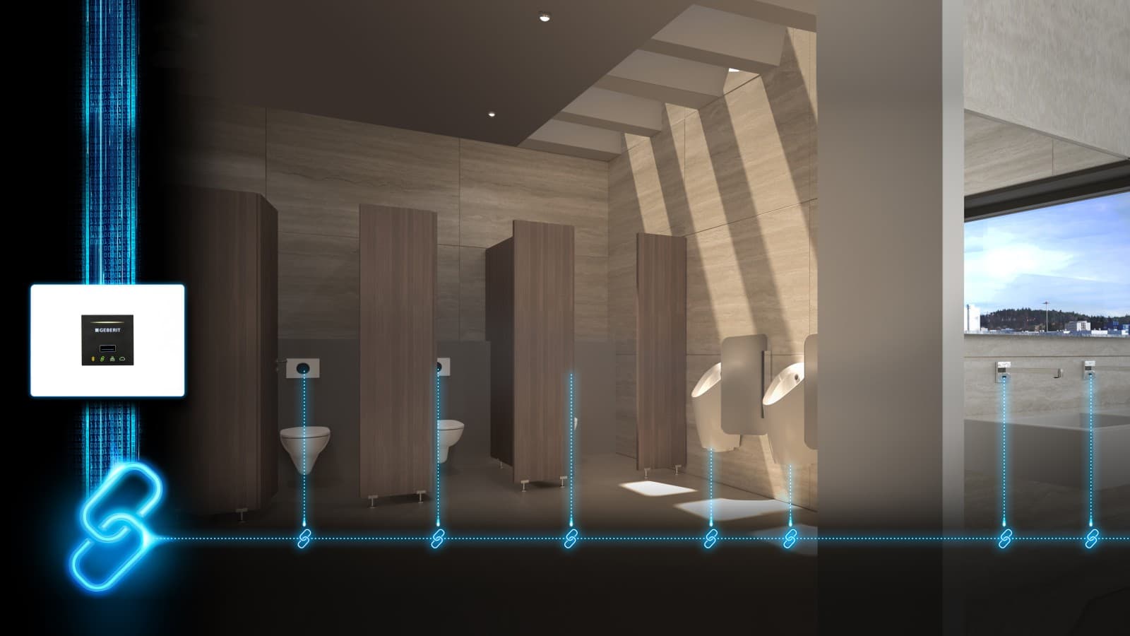 Vernetzung eines Sanitärraums im Nichtwohnungsbau Vernetzung eines Sanitärraums im Nichtwohnungsbau